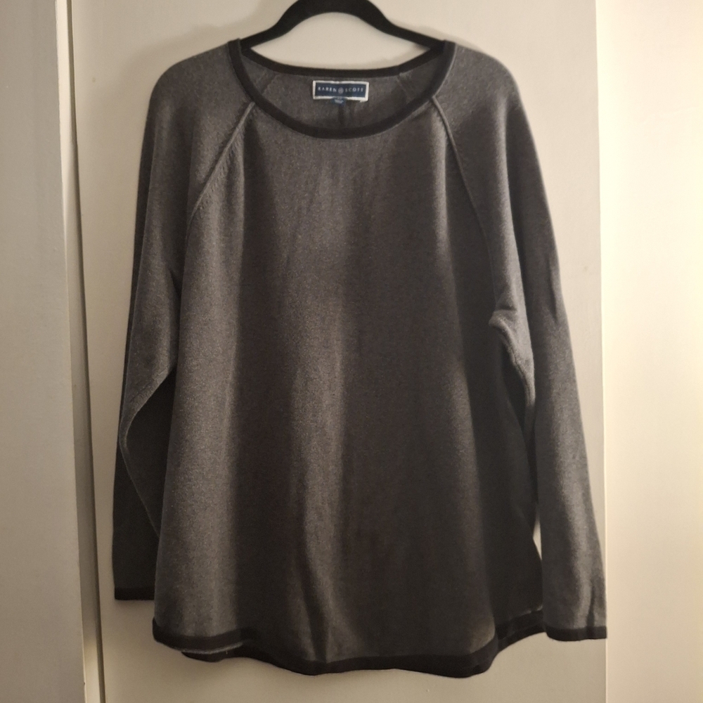 Karen Scott Women's Black and Gray Tunic Sweater